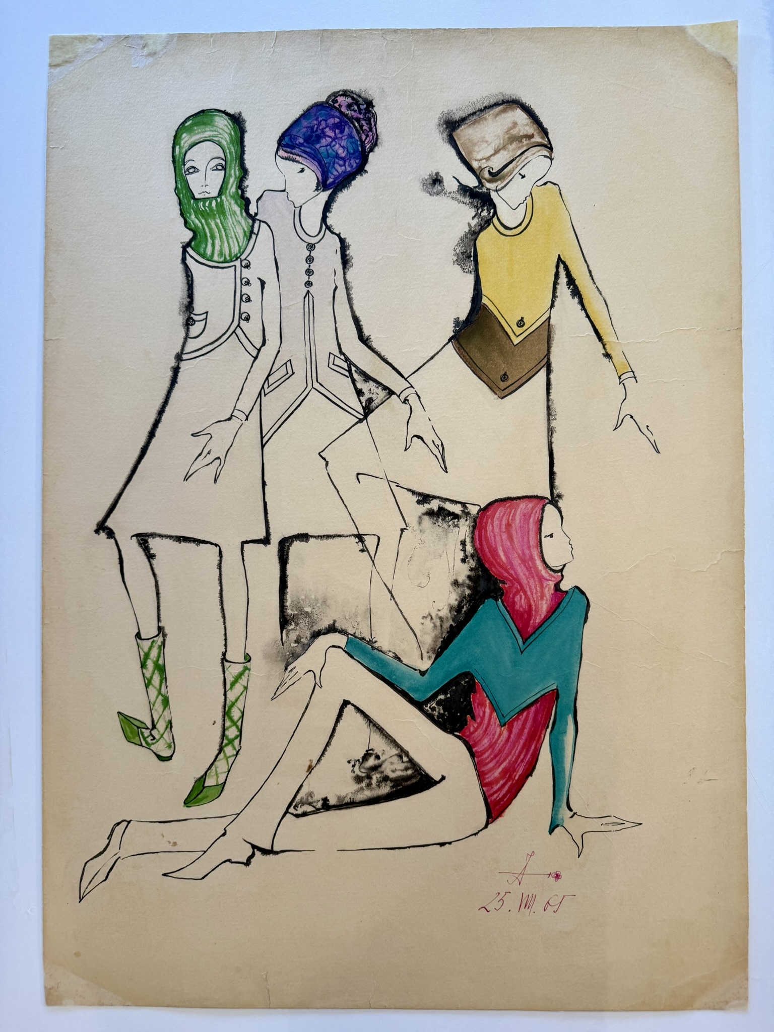 Restauracija akvarela – Modni crtež Aleksandra Joksimovića - posle restauracije